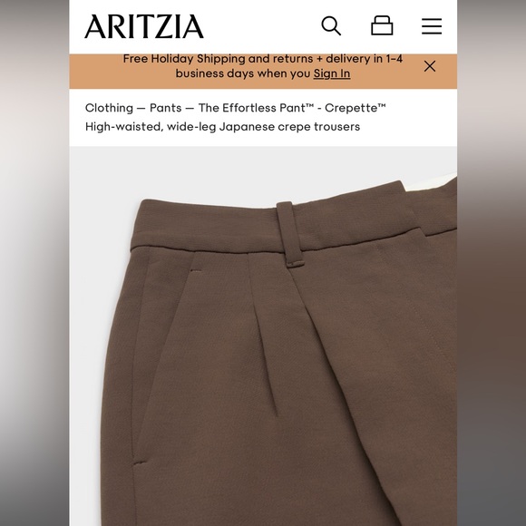 Aritzia The Effortless Pant™ - Crepette™ Mocha Brown sz 6 - Picture 6 of 16